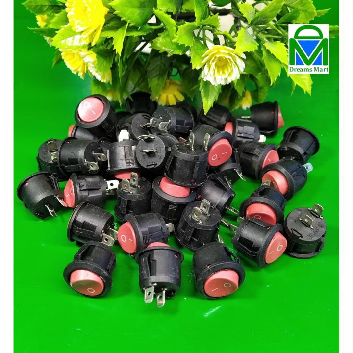 DreamsMart Pack of 4pcs ON / OFF Switch button KCD-107 round Button 20x28mm mini switch 2-Pin SPST snap-in On/Off rocker switch arduino DC motor fan pump