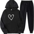 Heart Printed Tracksuit For Girls & Women Soft & Comfortable Fabric Fleece Hoodie & Trouser. 