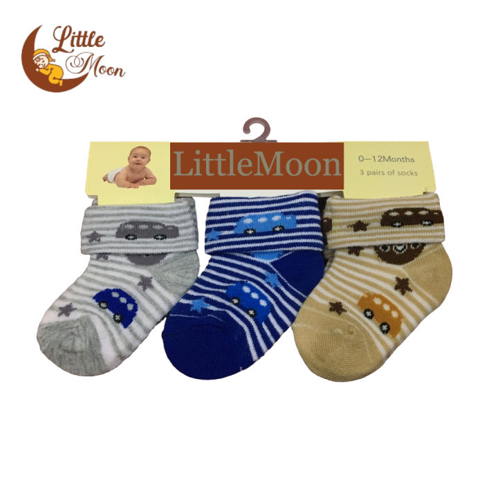 Pack of 3 Baby Socks Cotton - Multicolor for New Born Babies