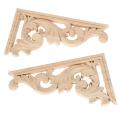 2 Pcs Kiri + Kanan (Masing-masing 1 Pcs) vintage Kayu Berukir Corner Perabot Onlay Dekorasi Dinding Dicat Frame Bordiran-Internasional. 