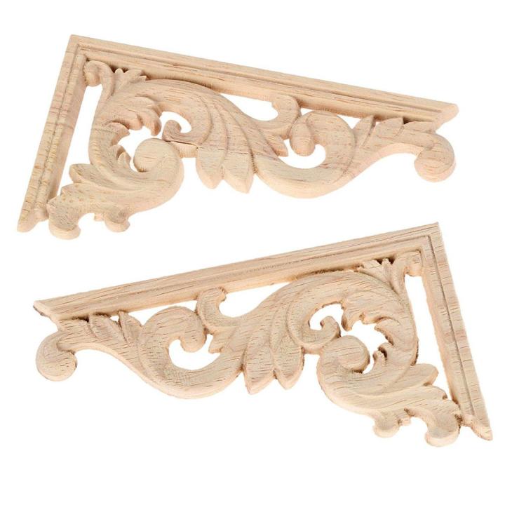 2 Pcs Kiri + Kanan (Masing-masing 1 Pcs) vintage Kayu Berukir Corner Perabot Onlay Dekorasi Dinding Dicat Frame Bordiran-Internasional