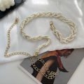 Woven Pearls Waist Chain Belt Women Metal Gold Color Belt Simple Korean Style Chain Belt Sweater Dress Decoration Chain Belt. 