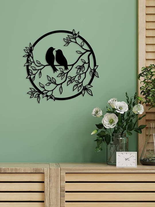 Wooden Birds Wall Decor Outdoor Wooden Wall Art, Birds on Branch Wooden Bird Wall Sculpture Wall Hanging Sign Wall Art Decor, Hanging Decorations for Room Bedroom etc