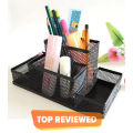 Metal Pen Stand Mesh Style Stationary Holder, Pen Stand, Desk Organizer - Black. 
