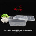 Pack of 10 - 1000 ML. Microwave Disposable Food Storage Boxes - Clear Transparent Plastic. 