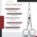 OCBA Professional Beard Scissor Barber Hairdressing Scissors 4.5 inch Stainless Steel Facial Hair Cutting & Mustache Beard Scissor With Comb. 
