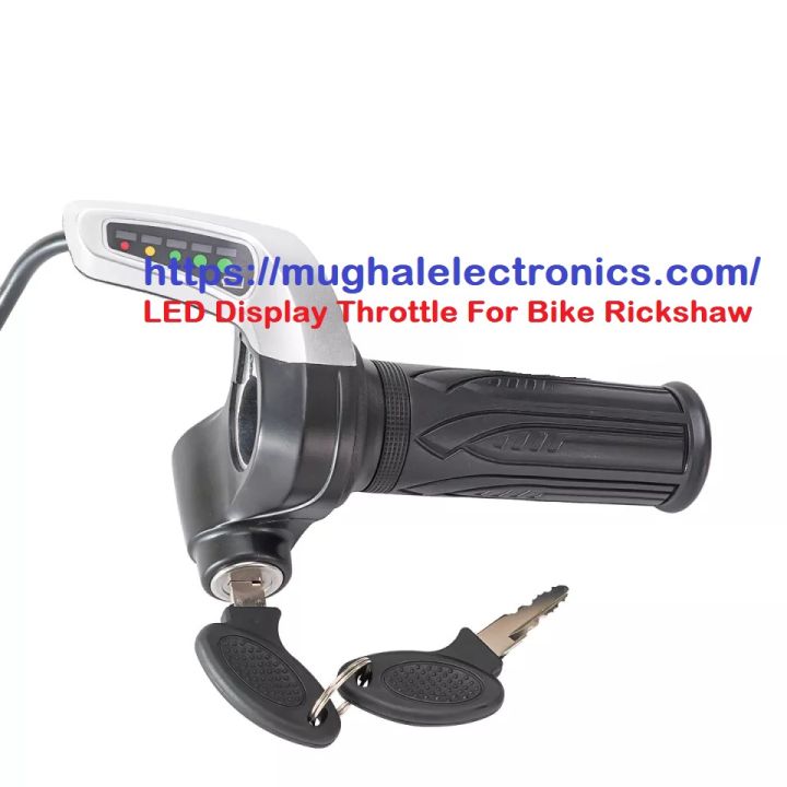 Electric Bike Throttle 48V Electric Bicycle LED Throttle Handle Accelerator Throttle Grip Electric Scooters with Lock