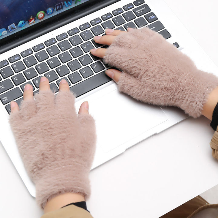 BIN-B%20Half%20Finger%20Gloves%20for%20Girls,%20Plush%20Fingerless%20Gloves%20in%20Multicolor%20%7C%20Good%20Quality%20&%20Warm%20Material%20%7C%20Women%20Lovely%20Winter%20Fingerless%20Thicken%20Warm%20Gloves-Girls%20Fashion%20Screen%20Fingerless%20Trendy%20woolen%20Gloves%20-%20Image%202