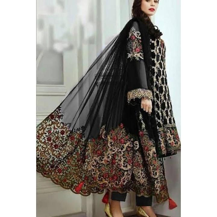 Chifone & Net (3 Pcs Unstitch) BRIDAL WALIMA SHADI DRESS FOR GIRLS AND WOMEN  balochi sindhi punjabi pathani