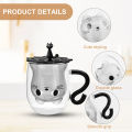 Mug with lid 1 tea coffee mug with handle, milk cup double wall insulated glass with lid, lovely coffee milk tea cup double wall. 