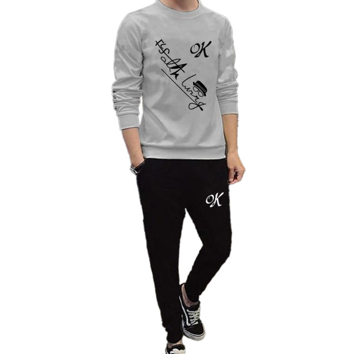 Soft and Comfortable Fabric T Shirt  & Trouser For Men Printed Tracksuit top quality