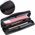 Fashion PU Leather Women Wallet with Double Zipper Card Slots ID Window and Tassel Pendant. 