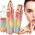 2-in-1 Rechargeable Flawless Hair Remover - Painless Facial Eyebrow Shaper, Upper Lips, Moustache Removal Machine. Blawless Rechargeable Machine - Electric Eyebrow Trimmer, Facial Hair Removal Razor, Rainbow Design - Painless Shaver for Womens. 