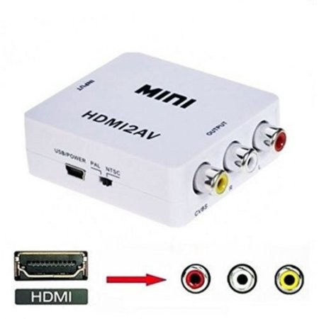 HDMI To RCA AV/CVBS Adapter HD 1080P Mini HDMI2AV Video Converter Box for TV D