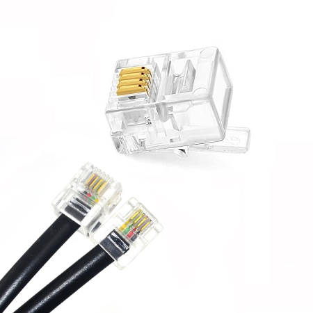 4 Pin RJ11 6P4C Modular Telephone Phone Connector Internet Cable Connector Telephone Plug 4 Pin RJ11 6P4C Modular Plug Telephone Phone Connector Crystal Head Plug Network Connector Four-core Cable RJ 11 Plug