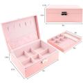 Jewelry organizer Box - Women Display Storage Case Large PU Leather Jewelry Holder with Lock for Earring Ring Necklace Bracelet. 