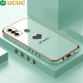 UCUC for Tecno Spark 7 / 7T / KF6P Back Cover + Free Lanyard Simple Love Luxury 6D Plating Case Side Pattern Soft Silicone Square Mobile Phone Cases. 