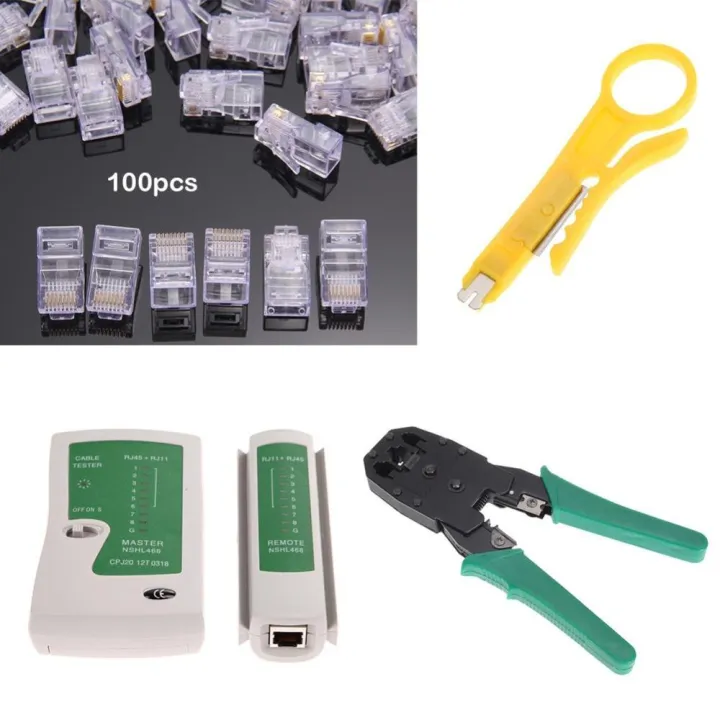 Cable%20Tester+Crimp%20Crimper+100%20RJ45%20CAT5%205e%20Connector%20Plug%20Network%20Tool%20Kit%20Pack%20of%203%20Networking%20Tools%20-%20Image%204