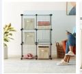 Whitmor Storage Cubes - Stackable Interlocking Wire Shelves -Black (Set of 6). 