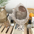 Handcrafted Vintage Makeup Mirror Elegant Decorative Vintage Look European Mirror Floral Design  Material Carving Mirror for Bedroom Decor Vanity Display Vintage Collectors Wedding Gift Makeup. 