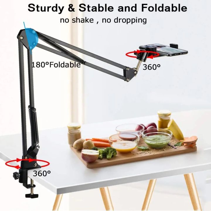 Overhead%20Video%20Stand%20Articulating%20Arm%20Flexible%20Cell%20Phone%20Holder%20Mount%20Stand%20Arm%20for%20Desk%20Table%20Video%20Stand%20for%20Video%20Filming%20Livestream%20Flat%20Photography%20Videography%20Tripod%20-%20Image%204