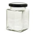 Set of 6 Glass Jars 500ml Square Shape for Spices Honey Food Storage. 