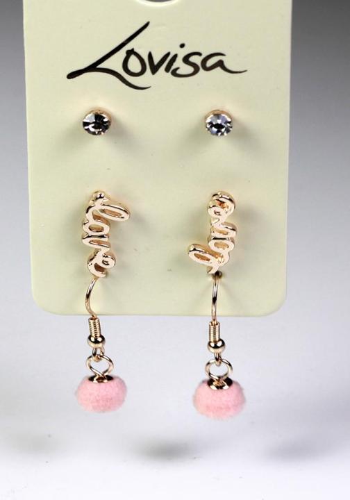 Lovisa%20Gold%20Plated%20%20Drop%20Earrings%20With%20Stones%20Love%20And%20Pom%20Shape%20Fashion%20Jewelry%20Pack%20Of%203%20%20For%20Girls,%20Women,%20Her%20High%20Quality%20-%20Image%203