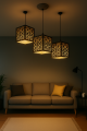 Wooden Ceiling Pendant Light – Modern Hanging Lamp with Laser Cut Design – Decorative Cube Chandelier for Living Room, Bedroom & Cafe Décor – Decorating Items – Decorating Items For Home – Home Décor – Ceiling Lamp – Room Decoration Items – Lamp. 