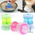 Kitchen Wash Tool Pot Dish Plastic Brush With Washing Up Liquid Soap Dispenser. 