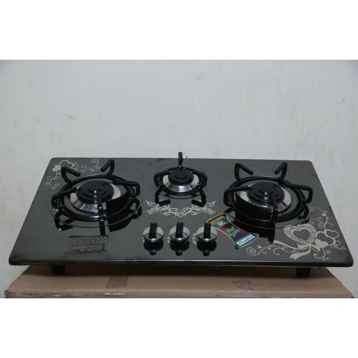 3 burner - table top gas cooker gas stove - For home use-BRASS AND MS- FANCY