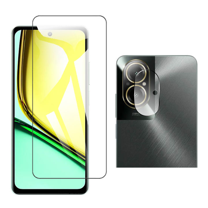 Realme C67 Glass Protector Polish Screen Tempered + Back Rear Camera Protector 9H Gorilla Flexible Protection For Realme C67
