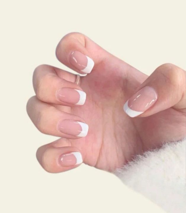 24 pcs Nail for girls Nails acrylic French nail Girls nail Pink Peach Transparent nails Nakli nails