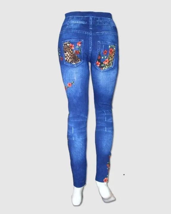 Blue%20Jeans%20Legging%20&%20Tights%20With%20Daffodils%20Print%20For%20Women%20-%20Image%203