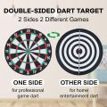 Dart Board Set Double Sided Target Shooting Board Game with 6 Steel Plastic Darts for Adults Kids, Rooms, Family 16 Inches. 