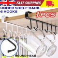 Wardrobe Accessories Holder Stand for Bathroom, Kitchen Cabinet, Cupboard, Utensil and Cloth Hanger  6 Hook Holder for Multi Function, Assorted Colour (1 PCs). 
