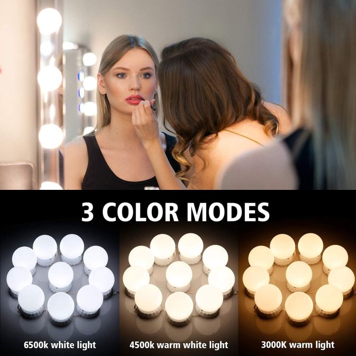 Hollywood Style Vanity Mirror Lights Kit, Adjustable Color and Brightness with 14 LED Light Bulbs, Lighting Fixture Strip for Makeup Vanity Table Set in Dressing Room (Mirror Not Include)
