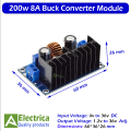 XL4016 200w 8A Buck Converter Module 4-36V to Adjustable 1.25-36V DC-DC Step Down Module By Electrica. 