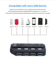 Usb Hub 4 Port HUB 5Gbps High Speed Data Power Splitter Adapter With Switch And Led Indicator Hub For PC. 