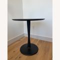 BLACK ROUND TABLE AND COFEE TABLE (16W × 20H Inchs). 
