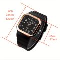 Rectangle Pointer Quartz Watch For Women Men Color Block Minimalist Arabic Numeral Wristwatch With Silicone Strap. 