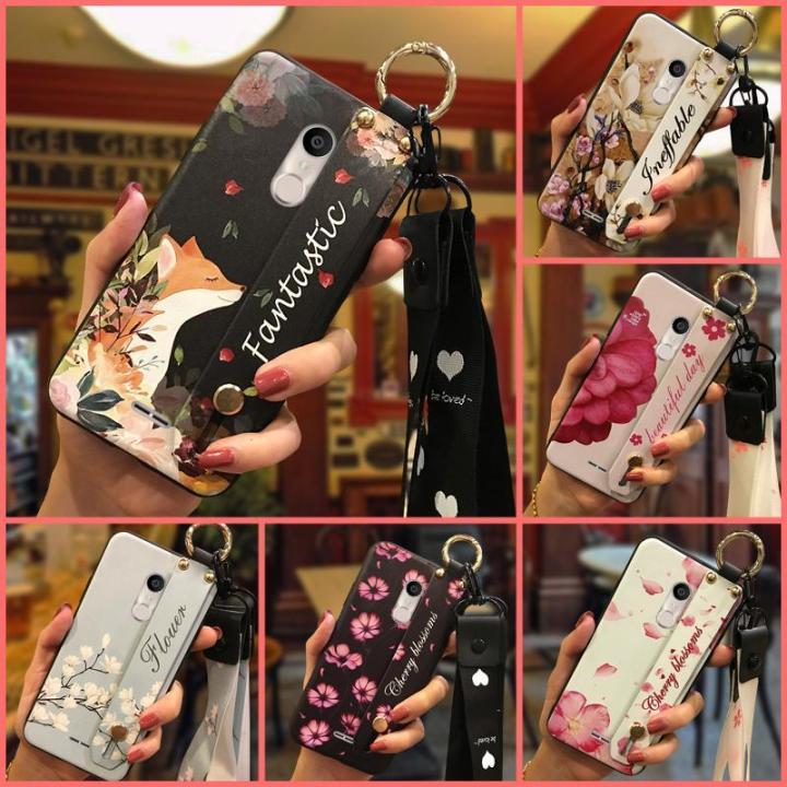 Durable Wristband Phone Case For Alcatel 3C protective ring Lanyard Back Cover Waterproof Phone Holder Flower Kickstand