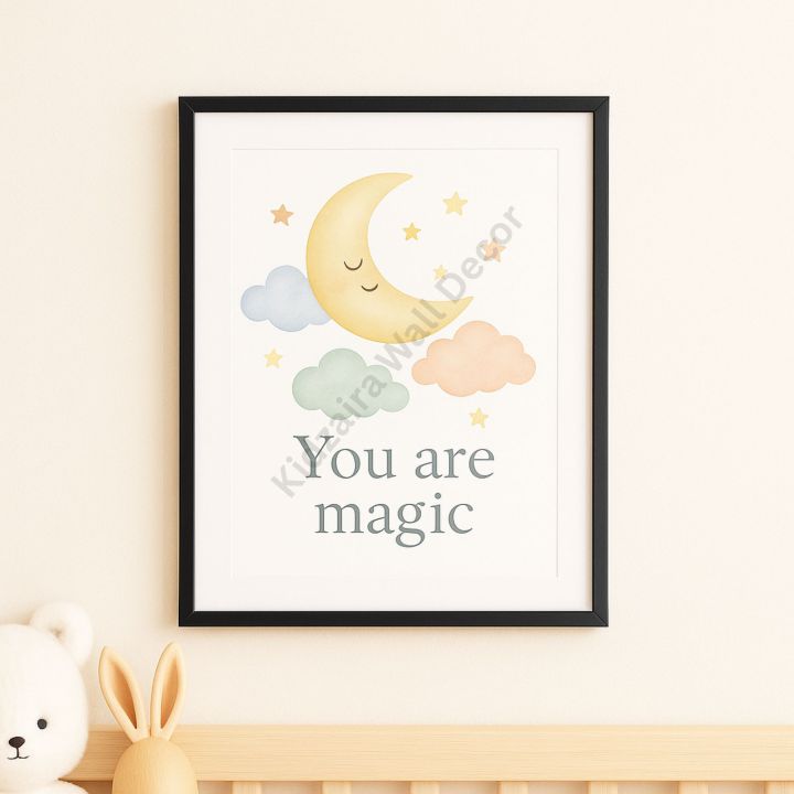 A4 Nursery Wall Art Frame – “You Are Magic” – Black Border, HD Print ...