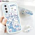 Jizetin for Samsung A54 5G Back Cover + Free Pop Socket Sweet Melody Soft Wavy Shape TPU Phone Case For Girls Boys. 