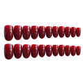 Superman Store* 24x Red wine Fake Nails Pure color round head Nail Manicure Decor Back With Glue. 