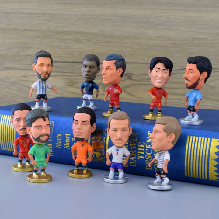 6.5cm Soccer Star Figure Mini Football Player Car Oraments Collection Doll Star Sports Action Figures Toys Fans Fans