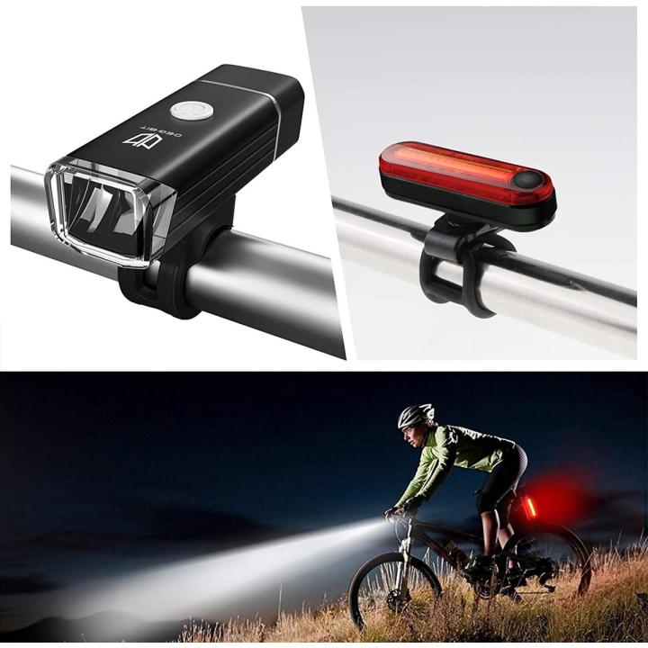 Degbit Bike Light Set, Upgraded USB Rechargeable Bicycle Light Mountain Bike Light, Water Resistant Led Cycle Lights Rechargeable, Easy Mount USB Front Light Headlight & Back Tail Light