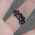 Irregular Red Crystal Glass Heart Aesthetic Rings For Women Y2K Gothic Animal Spider Ring Creative Grunge Jewelry Accessories. 
