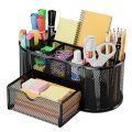 Metal Mesh Desk Organizer 9 Compartment With Drawer. 