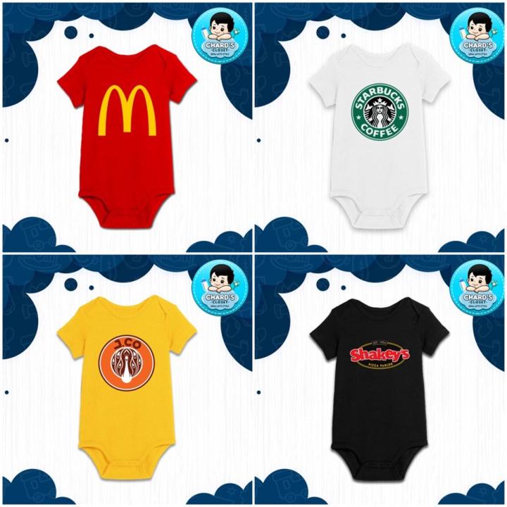 Customized Food Logo Print on Baby Onesie (McDo, Starbucks, JCO, Shakeys)