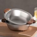 1Piece Korean Snack Bowls 304 Stainless Steel Bowl Handle, Durable Mixing Bowls, Fruit Salad, Soup, Rice, Noodles, Ramen, Korean Snack Bowls. 